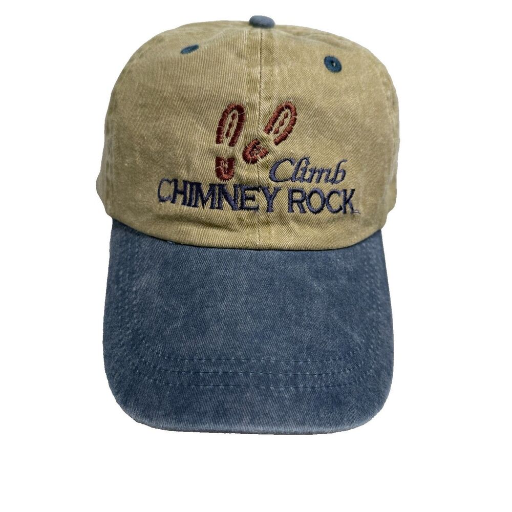 Climb Chimney Rock Strapback Hat Tan Blue Denim Brim Headmaster Caps Cotton-